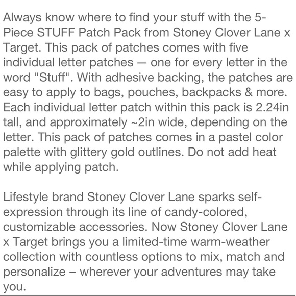 💖 Stoney Clover Lane x Target 🎯 STUFF sticker patches - Picture 4 of 5